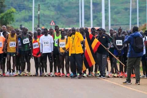 Athletes competing at the National Mountain Running Championship in Kapchorwa